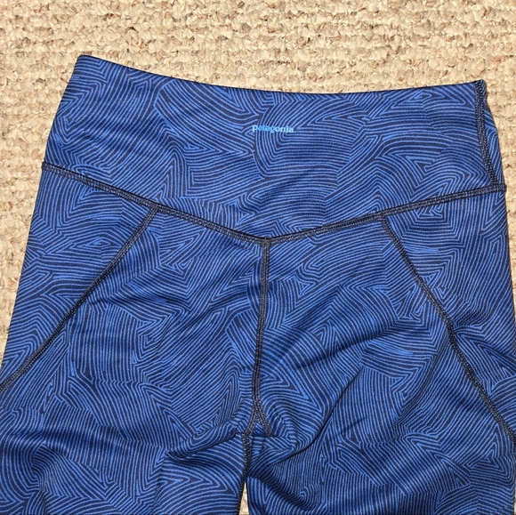 Patagonia Women’s Centered Tights Terrace Fields Bayou Blue Size Small - Picture 4 of 8